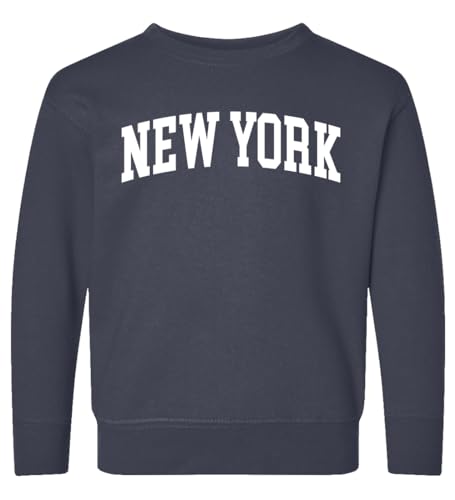 State of New York College Style White Fashion Toddler Fleece Crewneck Sweatshirt, Navy, 4T