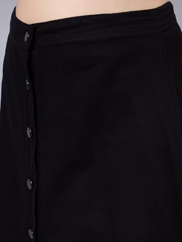 Image of Style Quotient Women Black A-Line Maxi Denim Skirt