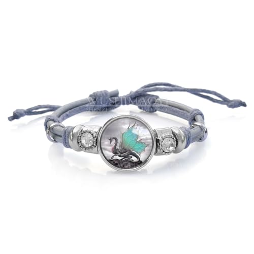WUSHIMAOYI Blue Wing Dragon bracelet Dragon jewelry Braid Leather bracelet Gifts Customize Your Own Style