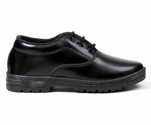 Image of School Shoes for Boys and Girls, Black Leather, Lace-up Oxford Style, Durable Sole