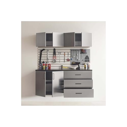 Image of Maykoosh Wall Mounted Storage Cabinet with Doors & Shelves Garage & Home Organization Metal /64x79x20 5 Piece Set