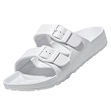 BEMGNAR Mens Lightweight Comfort Slides Double Buckle Slip-on Adjustable EVA Orthopedic Flat Sandals