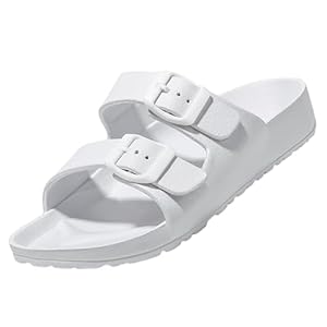 BEMGNAR Women’s Sandals,Double Buckle Adjustable Slides with Arch Support,Comfortable EVA Flat Sandals