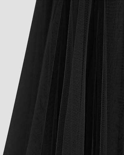 Women's A-Line Fairy Elastic Waist Tulle Midi Skirt 2 Layered Mesh Formal Prom Party4