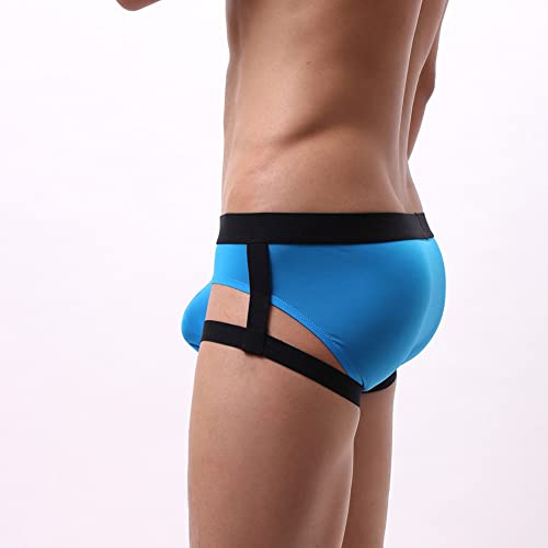 JEKE-DG Men's Garter See Through Ice Silk Briefs Breathable Stretch Big Pouch Thong Sexy Low Rise Jockstrap Underwear3