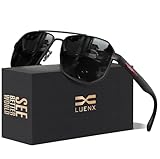 LUENX Aviator Sunglasses for Men Square Polarized Polygon Lens - UV 400...