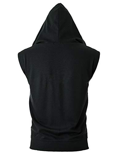 Ohoo Mens Slim Fit Sleeveless Lightweight Zip Up Hooded Sweatshirt Vest Hoodie3