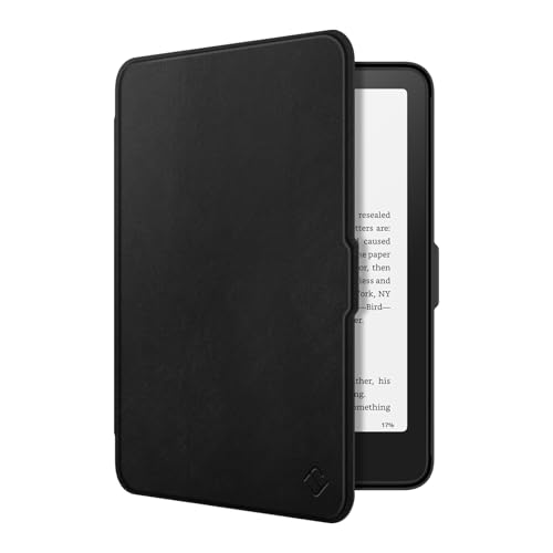 Fintie Case for 7' All-New Kindle Paperwhite (12th Generation, 2024) and Kindle Colorsoft - Slim Lightweight Shell PU Leather Protective Cover with Auto Sleep/Wake, Charcoal Black