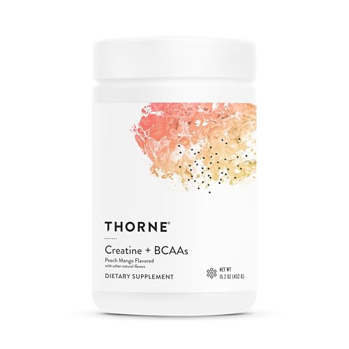 THORNE - Creatine + BCAAs - Micronized Creatine Monohydrate + BCAA Powder - Support for Muscles Exercise Endurance & Recovery* - for Women & Men - Peach Mango - NSF Certified for Sport - 30 Servings