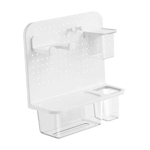 KiBcsLic Bathroom Storage Shelf Multi Functional Storage Rack Pegboard Organizer Wall Panel for Garage