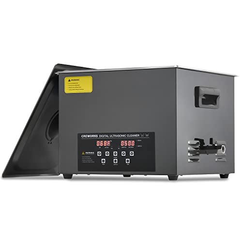 CREWORKS 15L Digital Ultrasonic Cleaning Machine with Degas and Gentle Mode, 360W Ultrasonic Cleaner Machine with Heater and Timer, Professional Ultrasound Cleaner for Glasses Auto Tool Machine Part option