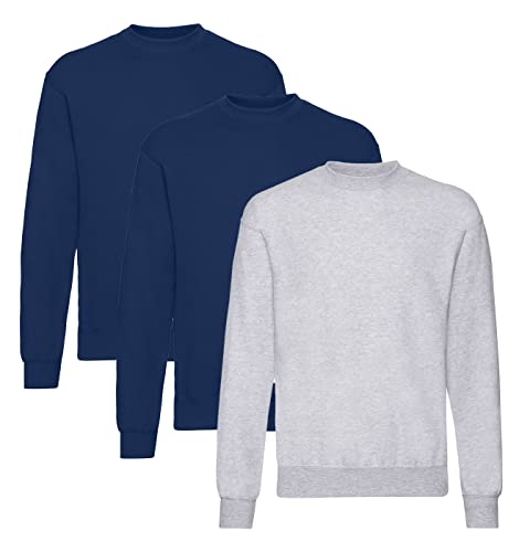 Fruit of the Loom Herren Classic Set In Sweat, 3 Pack Sweatshirt,2X Navy +...