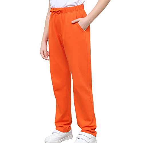 Kids Cotton Sweatpants Boys Soft Casual Straight Leg Athletic Pants with Drawstring and Pockets