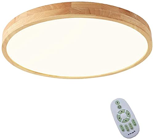 Lampe ronde en bois pour éclairer un plafond bas sans éblouir