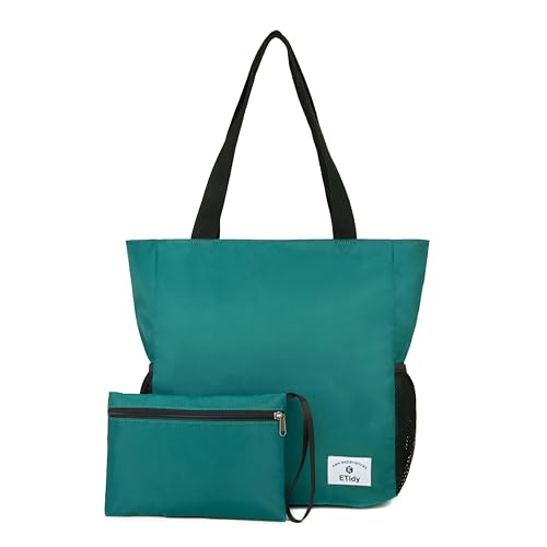 Image of ETidy Large Capacity Foldable Tote Bag With Zipper | Water-resistant, Lightweight, Sandproof, Beach Bag, Gym Bag, Travel Shopping Bag