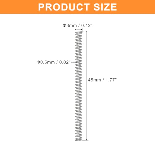 uxcell 5Pcs Compression Spring, Wire Diameter 0.02", OD 0.12", Free Length 1.77" 304 Stainless Steel Coil Mechanical Compressed Spring, Silver - Image 3