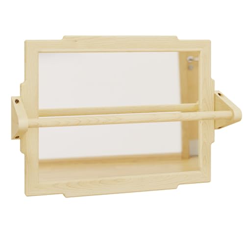 Image of Giklux Wood Frame Unbreakable Mirror for Kids, 20'' Acrylic Baby Montessori Wall With Pull Up Bar, Tummy Time for Newborn, Infant, Toddler, Child, Shatter Proof Kid Safe for Wall