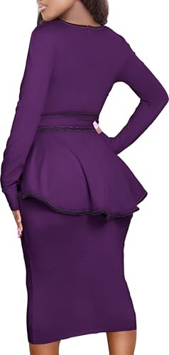 Image of Women's Bodycon Vintage Dresses Elegant Peplum Dresses for Women Business Work Office