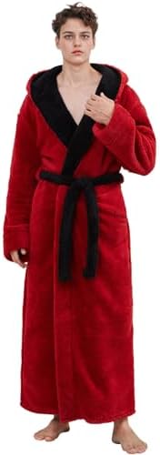 PUTUO Heren Lange Robe Kamerjas: Luxe Warme Winter Fluffy Fleece