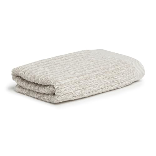 Möve Brooklyn Pinstripe Handtuch 50 x 100 cm aus 85% Baumwolle / 10% Viskose / 5% Leinen, Nature/Cashmere