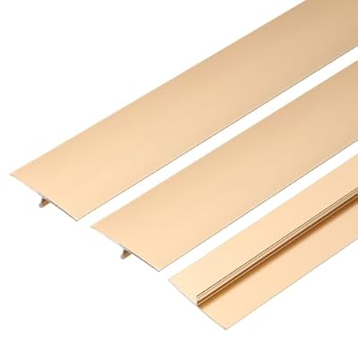 uxcell 3 Pcs Aluminum T Molding Floor Transition Strip, 1.6"x3 Ft Moulding Transition Strip for Doorway, Laminate Flooring, Joining Flooring Gaps of Laminate Planks Tile, Gold