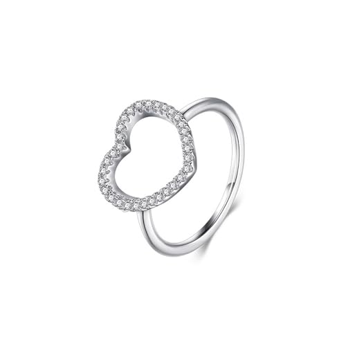 Bague de fiançailles simple argent 925 cœur creusé pour un cadeau unique