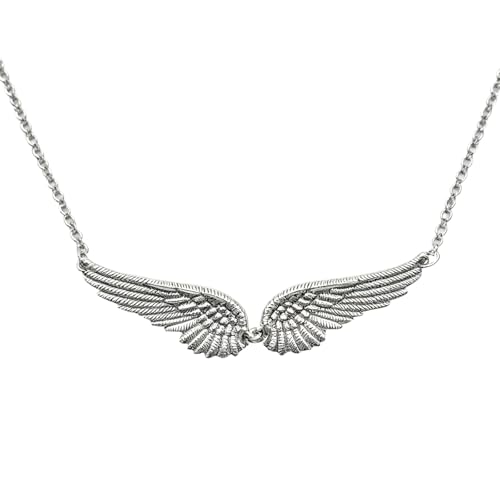 SunYoda Silver Angel Wings Necklace Angel Wing Pendant Necklace Vintage Feather Wing Jewelry with Adjustable Chain for Women Ideal for Birthday Anniversary & Holiday Gifts