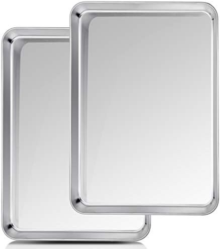 TeamFar Baking Sheet, 20’’×14’’×1’’, Cookie Sheet Half Sheet Baking Pans Stainless Steel, Non Toxic & Healthy, Heavy Duty & Thick Gauge, Mirror Finish & Dishwasher Safe - 2 Piece - Thumbnail 2