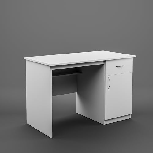 Green Soul Venue Study Table for Home & Office, Under-Desk Storage Shelf, Drawer & Cabinet, IS-3087 Engineered Wood, Computer/Writing Desk for Adults & Students, White, 3 Year Warranty