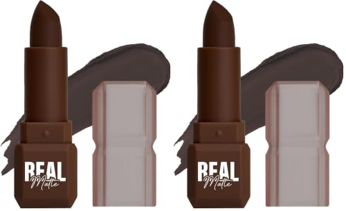 Image of Mila Beaute Real Matte Lipstick | Enriched With Rosehip Extract | Ultra Matte Finish & Long Lasting I Single Swipe, Lightweight & Comfortable - 7-ESPRESSO SHOT (Pack of 2)