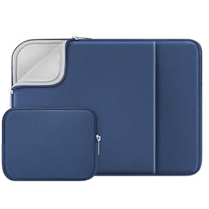 RAINYEAR 11 Inch Laptop Sleeve Case Soft Lining Cover Bag with Front Pocket & Accessories Pouch,Compatible with 11.6" MacBook Air for 11" Notebook Computer Chromebook(Navy Blue,Upgraded Version)