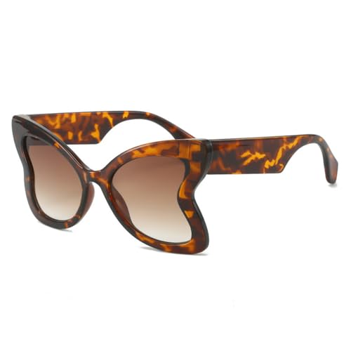 Oversized Butterfly Women Sunglasses Clear Gradient Shades UV400 Men Leopard Cat Eye Sun Glasses