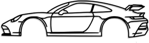 Tubibu Cuadro de pared de metal para coche, arte de pared metálico, silueta de coche, patrón 3D, decoración de metal, diseño grande, color negro