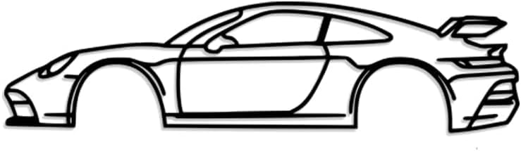 Tubibu Cuadro de pared de metal para coche, decoración de pared, silueta de coche, arte de pared de metal para coche, patrón 3D, decoración de coche de metal, diseño grande, color negro, decoración de