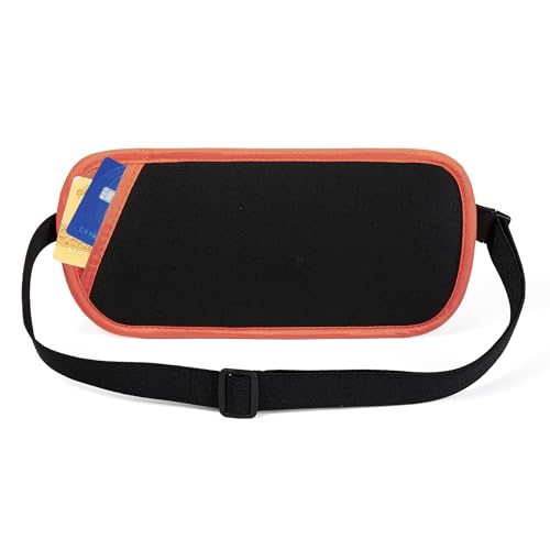 Image of RFID Blocking Money Belt - Passport Holder & Travel Wallet, Slim Hidden Fanny Packs for Women Men - Orange