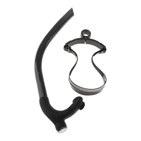 SM SunniMix Dry Snorkel Swimming Front Breathing Tube Training, Adults Snorkel Diving Tube for Snorkeling and Scuba Diving, Black Cover
