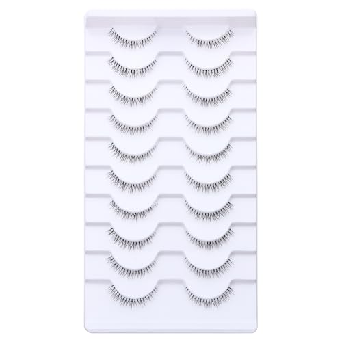 outopen 10 Pairs Bottom Lashes Strip Clear Band Bottom Lash Clusters Wispy Bottom Eyelashes Extension Soft Reusable Handmade DIY Anime Lower Lashes