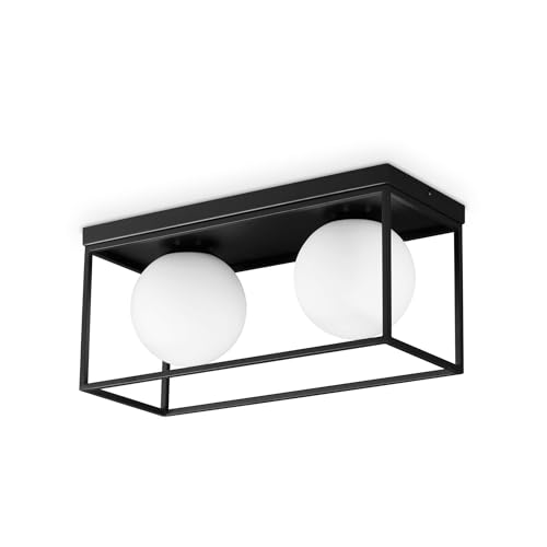 Ideal Lux LINGOTTO Plafonnier Globe à 2 Lumières Noir pour plafond