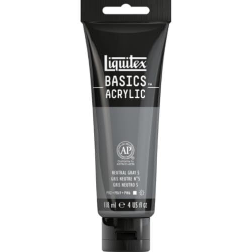 Liquitex BASICS Acrylic Paint, 118ml (4-oz) Tube, Neutral Gray Value 5