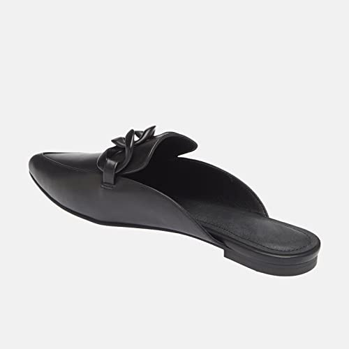 Image of Juliet Holy Womens Mules Flats Pointed Toe Backless Loafers Slip on Metal Chain Slides