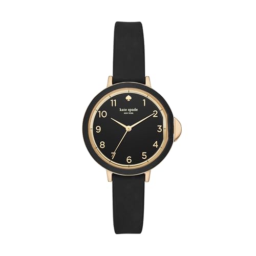 Kate Spade New York Womens Park Row Quartz Metal and Three-Hand Silicone Watch Color: Black/Gold (Model: KSW1352)
