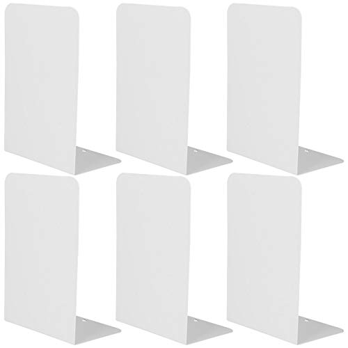 6 Pcs White Metal Bookends, Bookends For Shelves, Heavy Duty Book Ends To Hold Books, Book Stopper For Shelves, Heavy Books, Decorative, Home, Office, Kids1 #TOP24