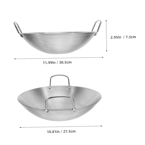 Wok de acero inoxidable con doble asas 12 pulgadas miniatura 2