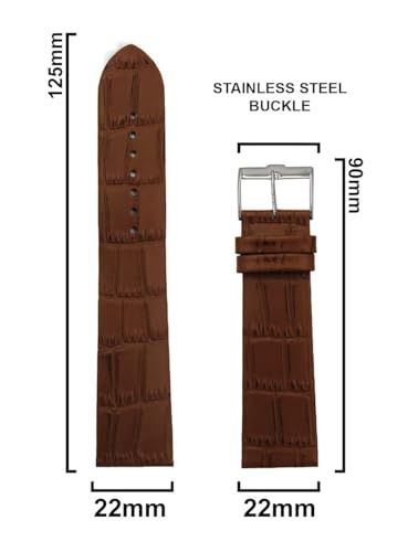 Image of ADAMO 22mm Croco Design Genuine Leather Watch Strap for Men & Boys | Ultra Slim 3mm Thickness Compatible with Tita-n Edge & Similar Watches | Formal & Casual Wear | Silver Buckle | Strap Only