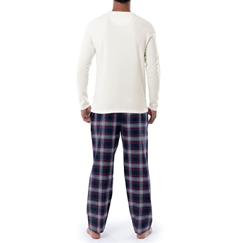 Wrangler mens Waffle Knit Top and Flannel Pajama Pant Pajama Sleep Set2