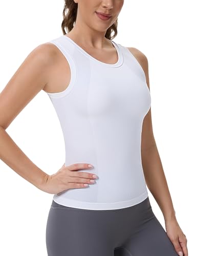 MathCat Women's Seamless Workout Tank Tops with Built in Bra, Sleeveless Padded Athletic Yoga Shirts for Daily Wear4
