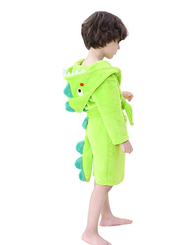 Lolanta Kids Robe Girls' Boys' Bathrobe Hooded Plush Dinosaur Sleepwear Dressing Gown Gift (Green, 3-5 Years) #TOP3