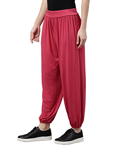 Image of GO COLORS Women Mid Rise Viscose Harem Pants | Wrinkle Free, Relaxed Fit, Free Size