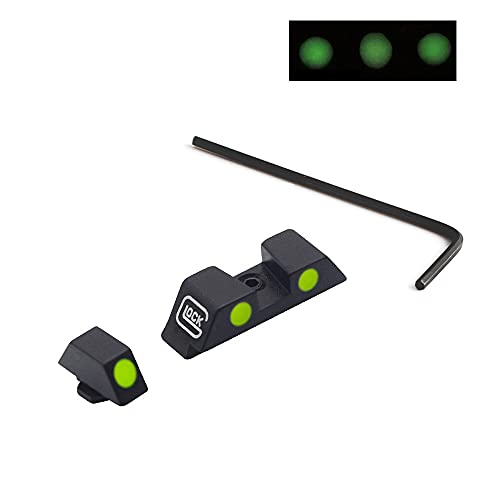 Tactical Night Sights Glow in The Dark,Hunting Fiber Optic Sight for G17 17L 19 22 23 24 26 27 33 34 35 38 39,NO TRITIUM,with Assembly Tool,Green