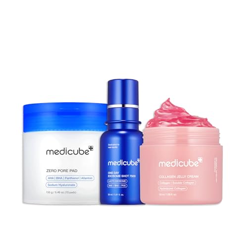 medicube Affordable Trio for Pore & Texture Care: Zero Pore Pads 2.0 and Zero Exosome Shot 7,500 PPM Spicule Facial Serum and Collagen Jelly Cream-50ml